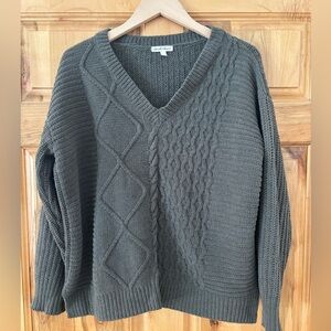 Derek Heart Olive Green V-Neck Sweater